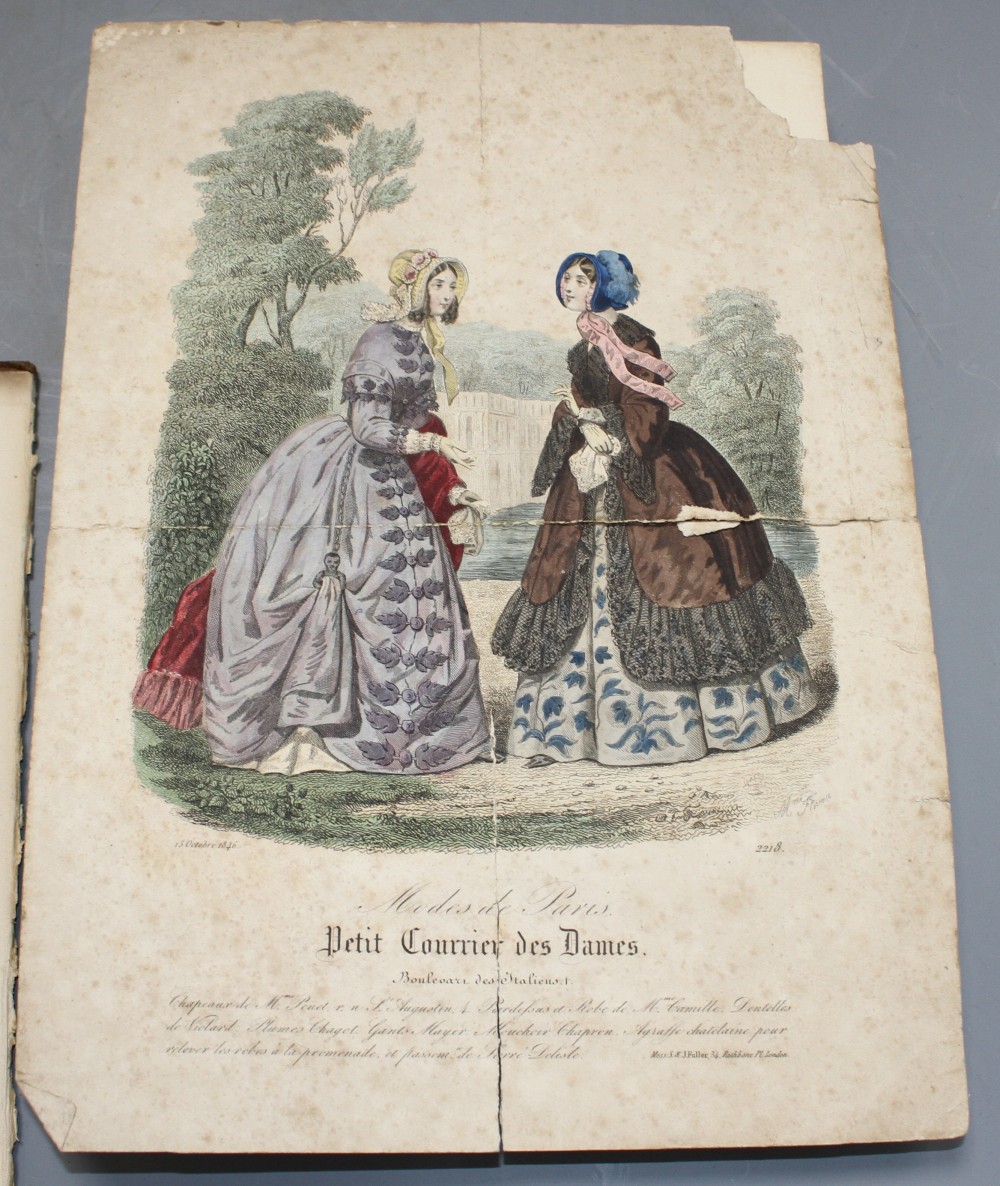 Mode du Paris - Petit Courrier des Dames, 8vo, half calf, covers detached, with 40 hand-coloured plates, Paris, 1839